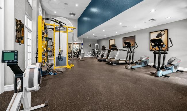 a gym with exercise equipment